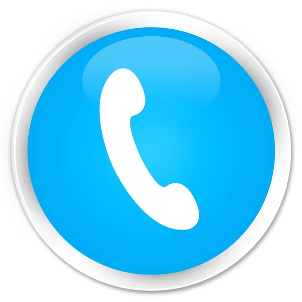 Ícone do telefone botão redondo azul ciano prémio — Fotografia de Stock