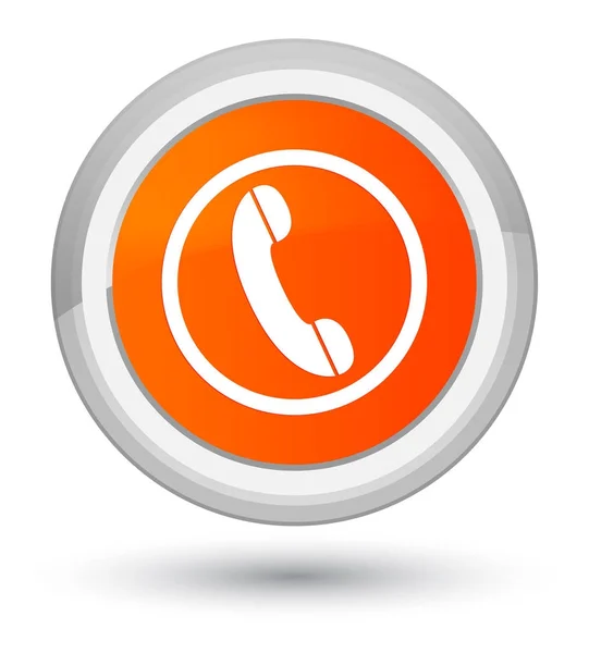 Phone icon prime orange round button — Stock Photo, Image