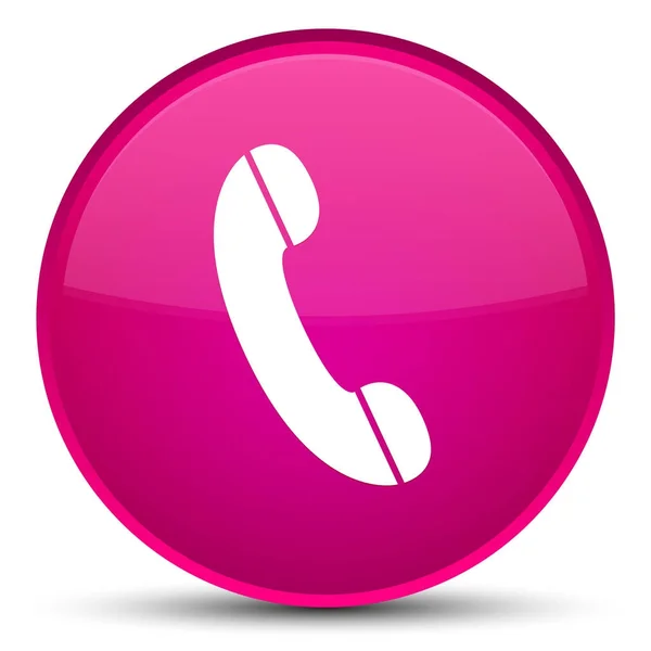 Icona del telefono speciale pulsante rotondo rosa — Foto Stock