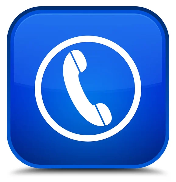 Telefon ikonen speciella blå fyrkantiga knappen — Stockfoto