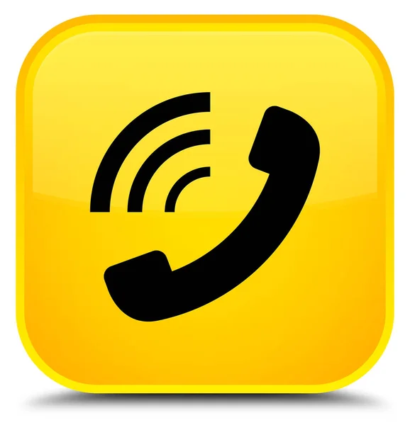 Значок звонка телефона специальная желтая квадратная кнопка — стоковое фото