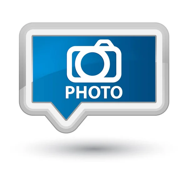 Фото (значок камеры) синяя кнопка баннера — стоковое фото