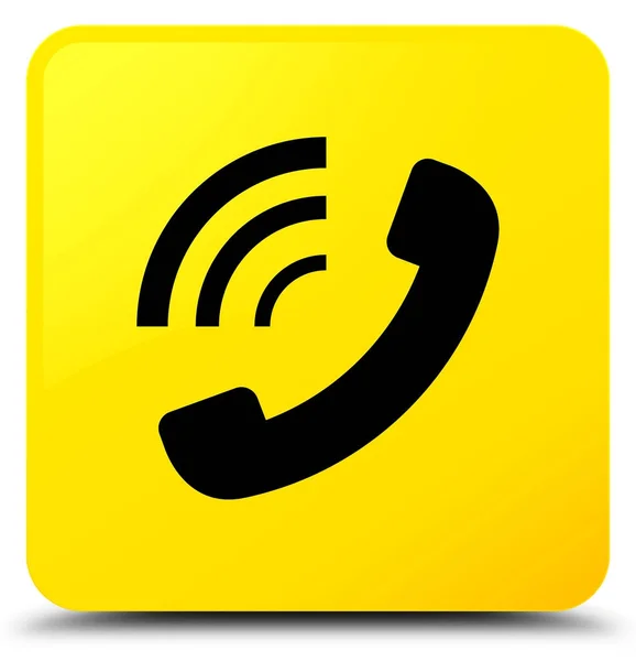 Telefone toque ícone amarelo botão quadrado — Fotografia de Stock