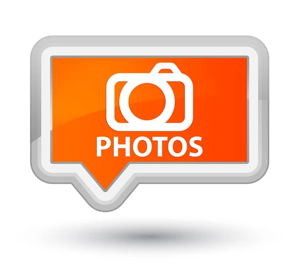Fotos (ícone da câmera) botão de banner laranja principal — Fotografia de Stock