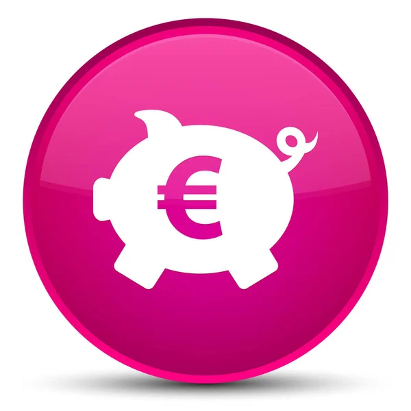 Piggy bank euro teken pictogram speciale roze ronde knop — Stockfoto