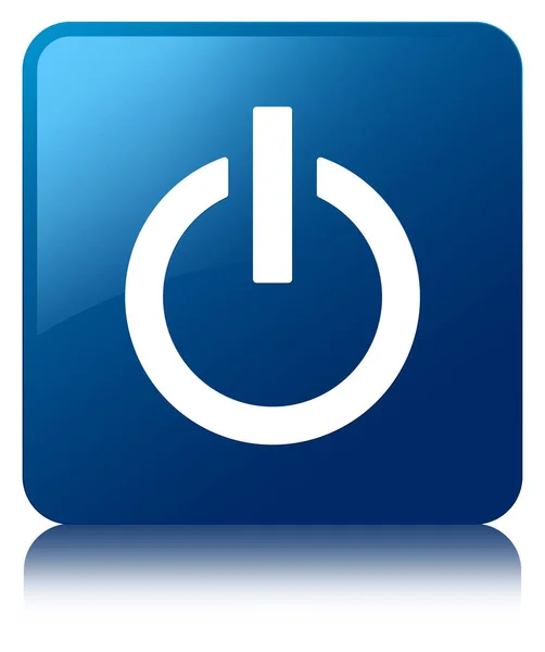Kwadratowy przycisk zasilania ikona niebieski — Zdjęcie stockowe