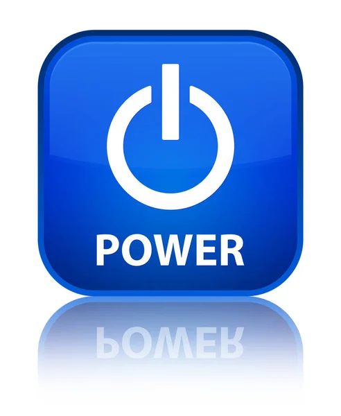 Poder botão quadrado azul especial — Fotografia de Stock