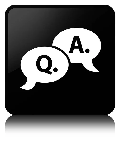 Question answer bubble icon black square button — Stock Photo, Image