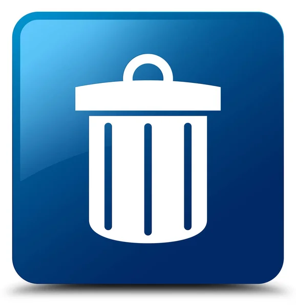 Lixeira ícone azul quadrado botão — Fotografia de Stock