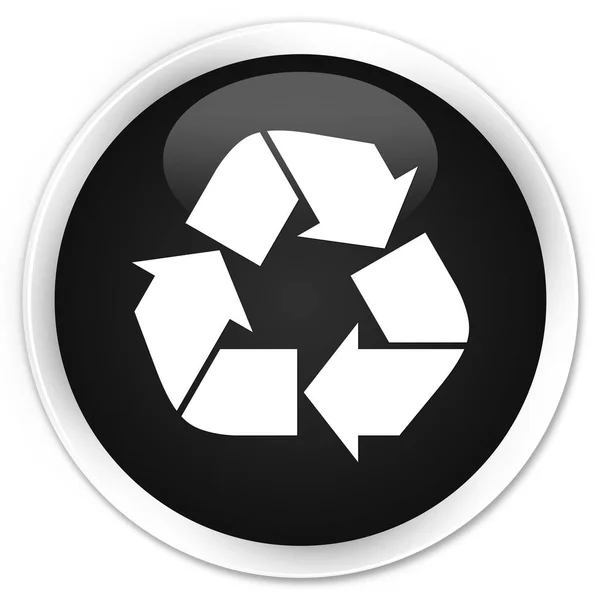 Recycler icône prime bouton rond noir — Photo