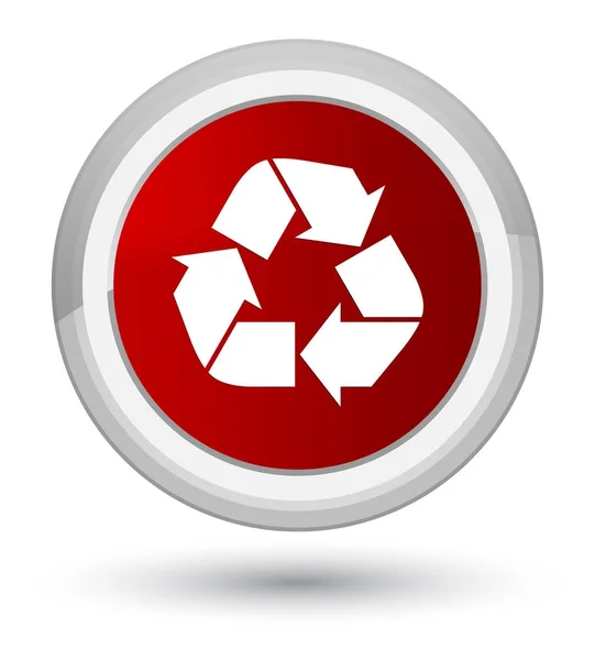 Recycling-Symbol Prime roter runder Knopf — Stockfoto