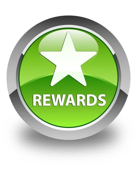 Rewards (star icon) glossy green round button — Stock Photo, Image