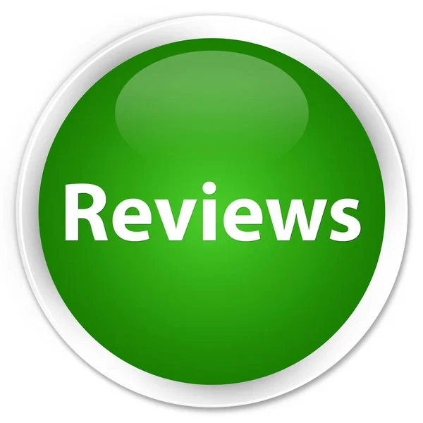 Reviews premium green round button — Stock Photo, Image