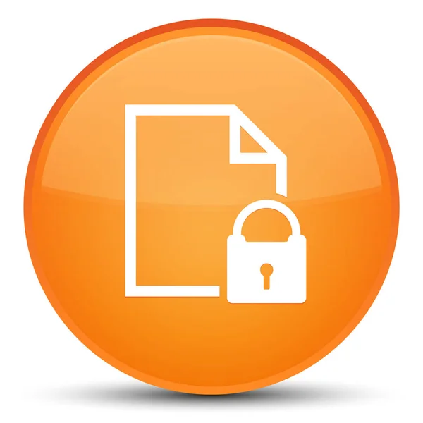 安全文档图标特殊橙色圆形按钮 — 图库照片