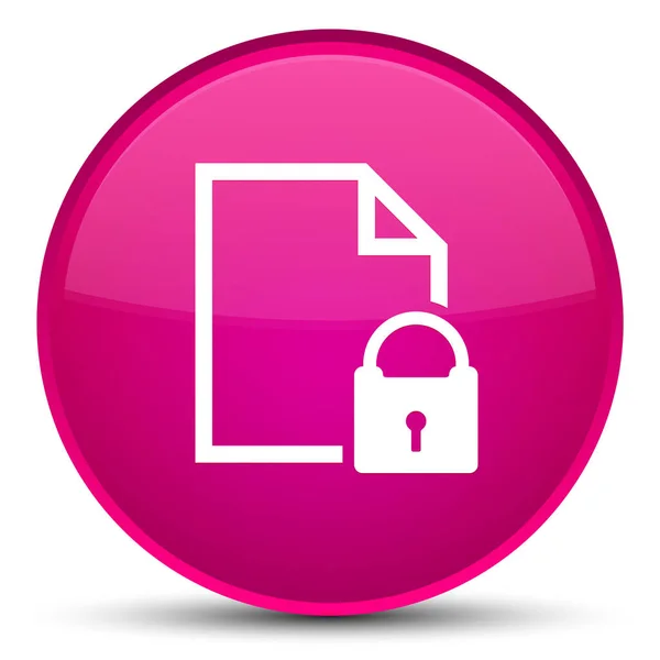Secure document icon special pink round button — Stock Photo, Image