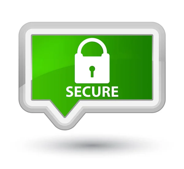 Secure (padlock icon) prime green banner button — Stock Photo, Image
