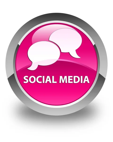 Social media (chat bubble icon) glossy pink round button