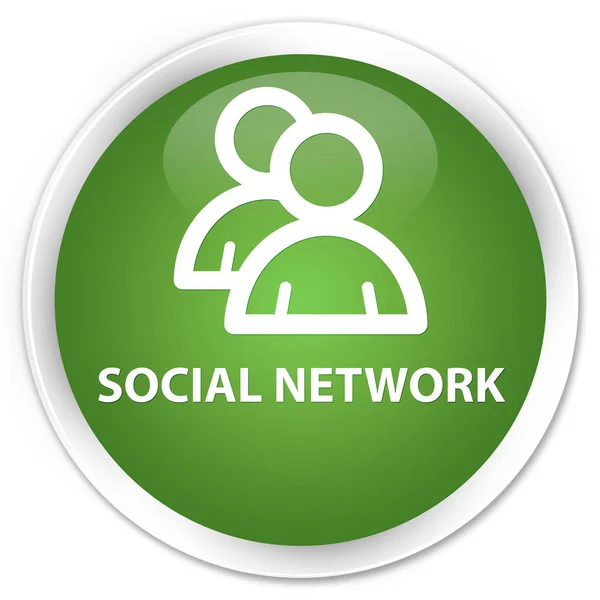 Соціальна мережа (піктограма групи) преміум м'яка зелена кругла кнопка — стокове фото