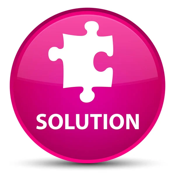 Solução (ícone de quebra-cabeça) botão redondo rosa especial — Fotografia de Stock