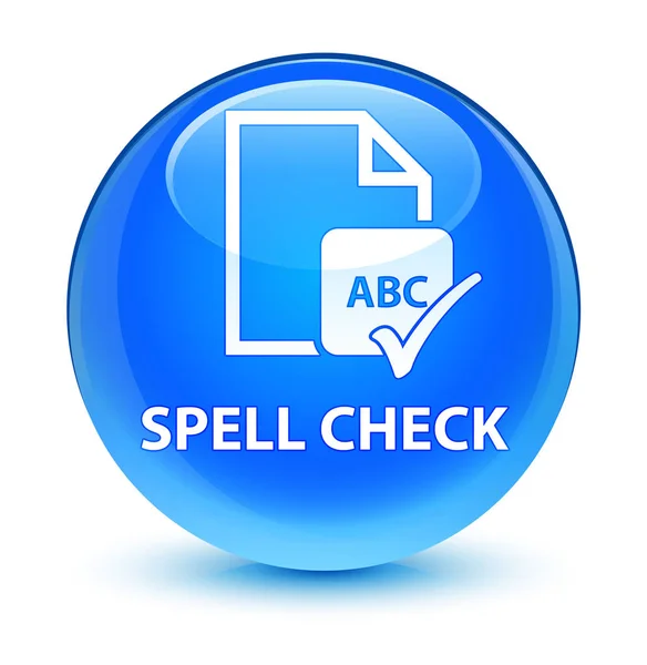 Spell check document glassy cyan blue round button — Stock Photo, Image