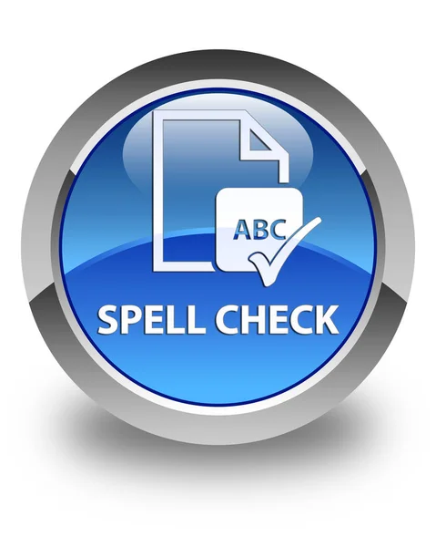 Spell check document glossy blue round button