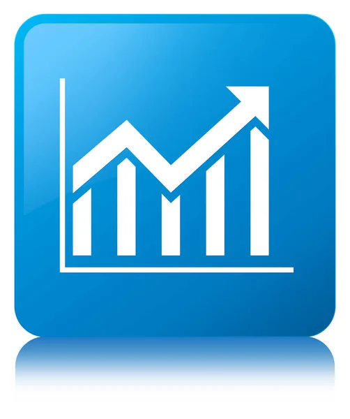 Statistik-Symbol cyan blauer quadratischer Knopf — Stockfoto