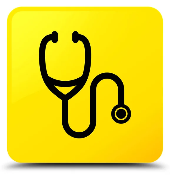 Stethoscope icon yellow square button — Stock Photo, Image