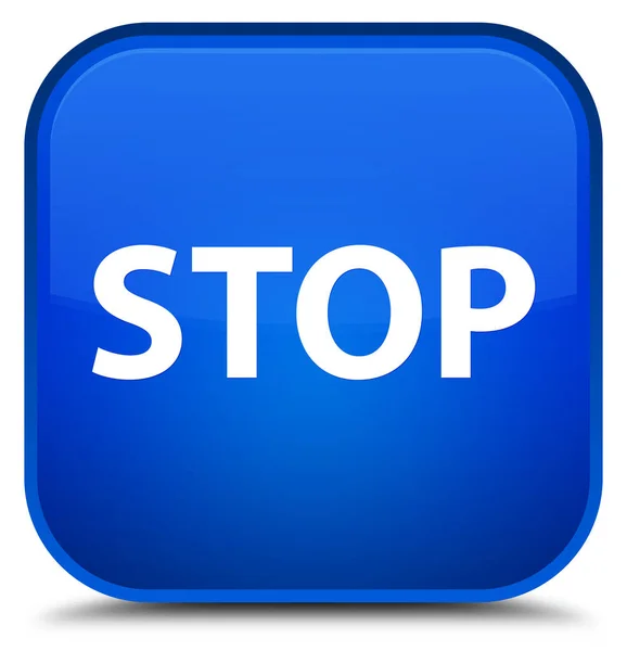 Pare botão quadrado azul especial — Fotografia de Stock