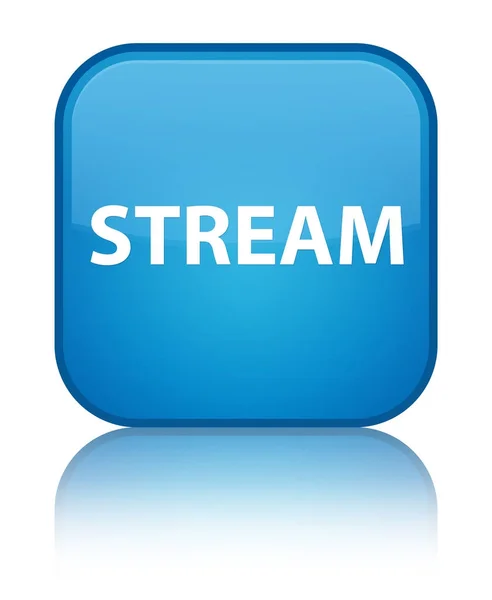 Stream speciale cyaan blauw vierkante knop — Stockfoto