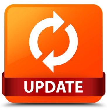 Güncelleştirme turuncu kare düğme kırmızı kurdele orta