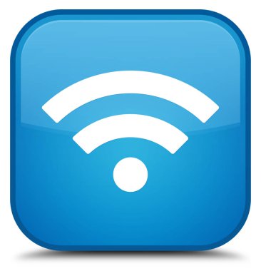 WiFi kutsal kişilerin resmi özel camgöbeği mavi kare düğme
