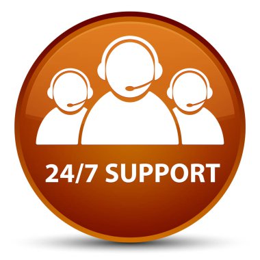 24/7 Destek (müşteri bakım ekibi simgesi) özel kahverengi yuvarlak düğmesi