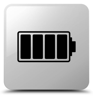 Pil simgesi Beyaz kare düğme