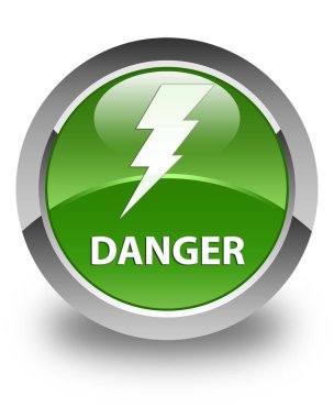 Tehlike (elektrik simgesi) parlak yumuşak yeşil yuvarlak düğmesi