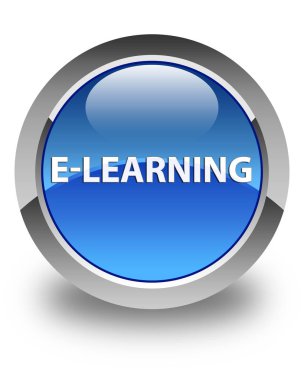 E-öğrenme parlak mavi yuvarlak düğmesi