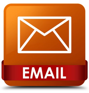 E-posta kahverengi kare düğme kırmızı kurdele orta