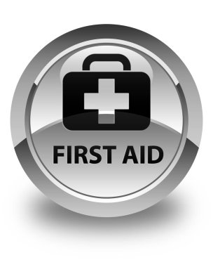 İlk yardım parlak beyaz yuvarlak düğme