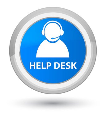 Yardım Danışma (müşteri bakım simgesi) asal camgöbeği mavi yuvarlak düğmesi