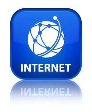 Internet (küresel ağ simgesini) özel mavi kare düğme