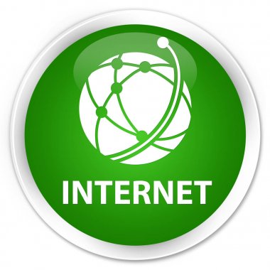 Internet (küresel ağ simgesini) premium yeşil yuvarlak düğmesi