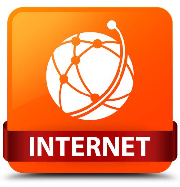 Ben Internet (genel ağ simgesini) turuncu kare düğme kırmızı kurdele