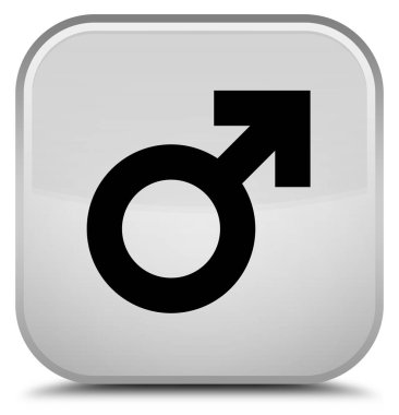 Erkek işareti simgesi özel beyaz kare düğme