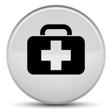 İlk yardım çantası simgesini özel beyaz yuvarlak düğmesi