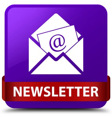 Bülten mor kare düğme kırmızı kurdele orta