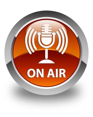 Hava (mikrofon simgesi) parlak kahverengi düğme yuvarlak