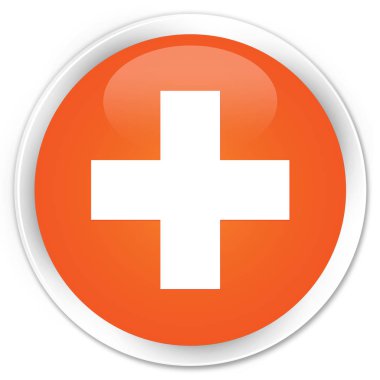 Artı simgesi sigorta primi turuncu yuvarlak düğmesi