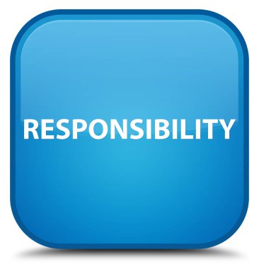 Sorumluluk özel camgöbeği mavi kare düğme