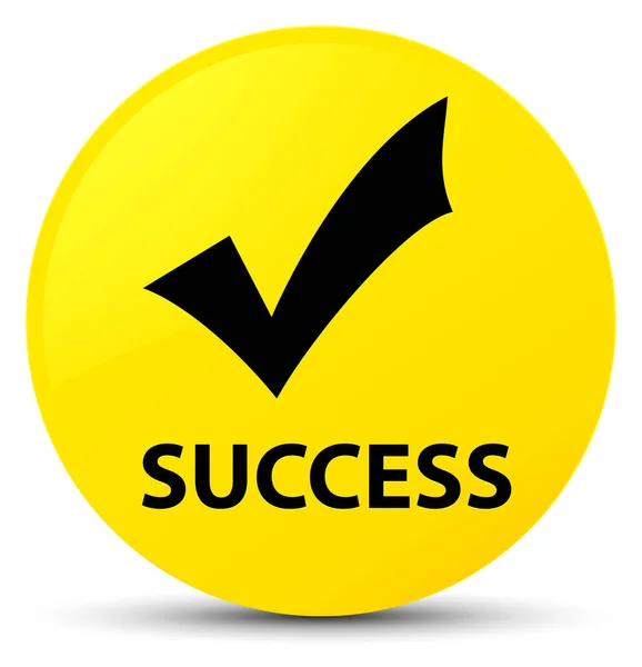 Успіх (перевірена піктограма) жовта кругла кнопка — стокове фото