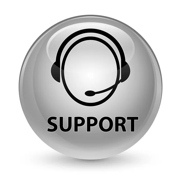 Support (icône du service à la clientèle) bouton rond blanc vitreux — Photo