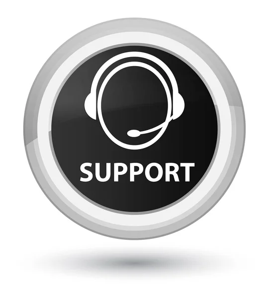 Suporte (ícone de atendimento ao cliente) botão redondo preto principal — Fotografia de Stock